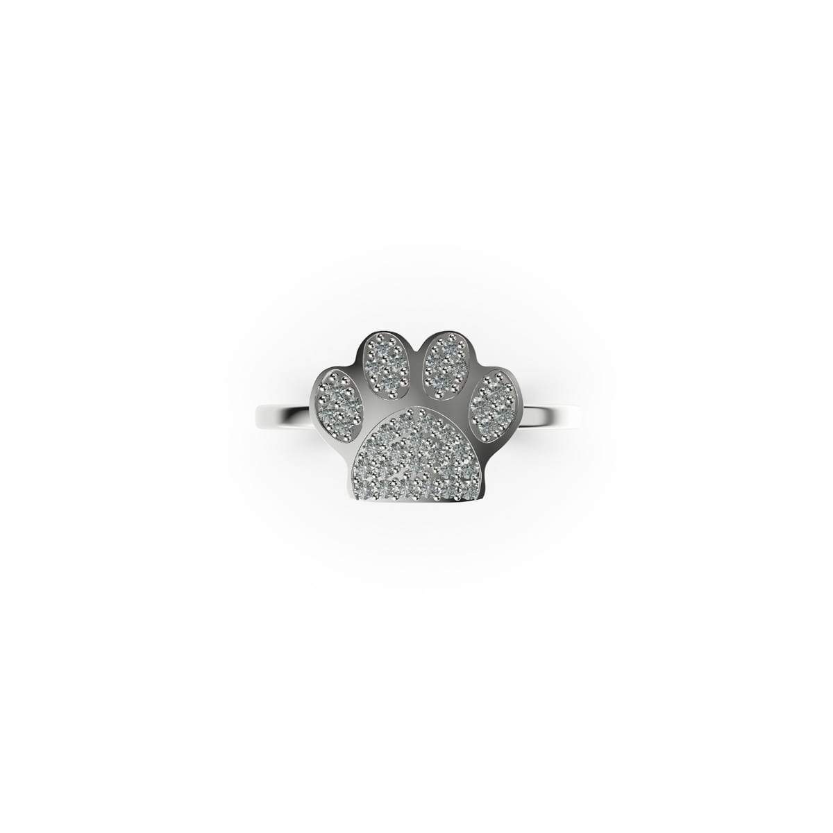Pfote | 925er Sterlingsilber | CZ-Diamantring mit Welpenabdruck